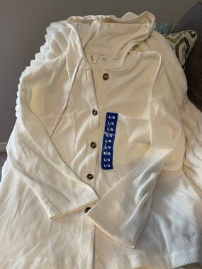 Roxy Cream Ribbed Hooded Cardigan